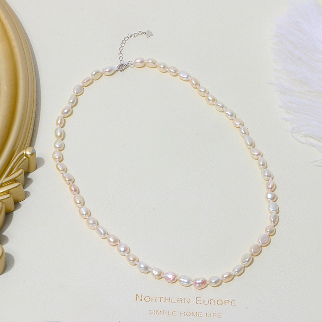 6-7mm White Color Irregular Shape Baroque Pearl Necklace for Women