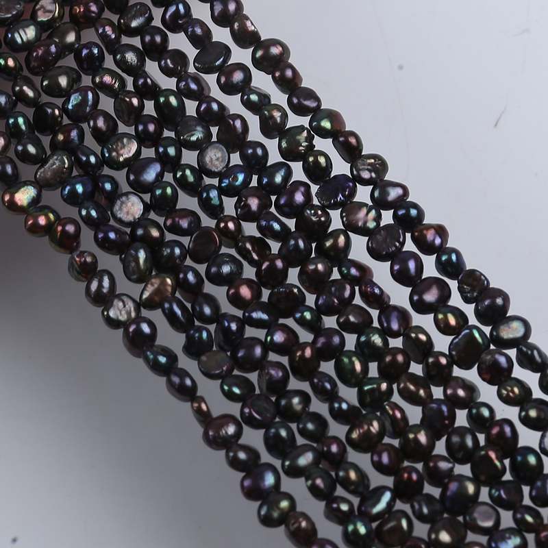 4-5mm Side Drilled Black Color Freshwater Baroque Pearl