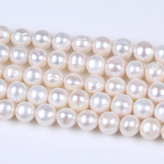 10-11mm White Color Potato Shape Pearl Strand for Jewelry Making