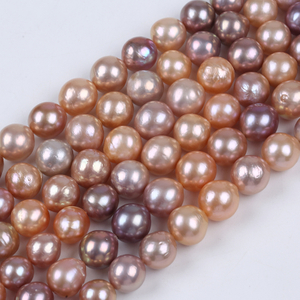 11-14mm Pink Purple Round Edison Pearl Strand for Charm Necklace