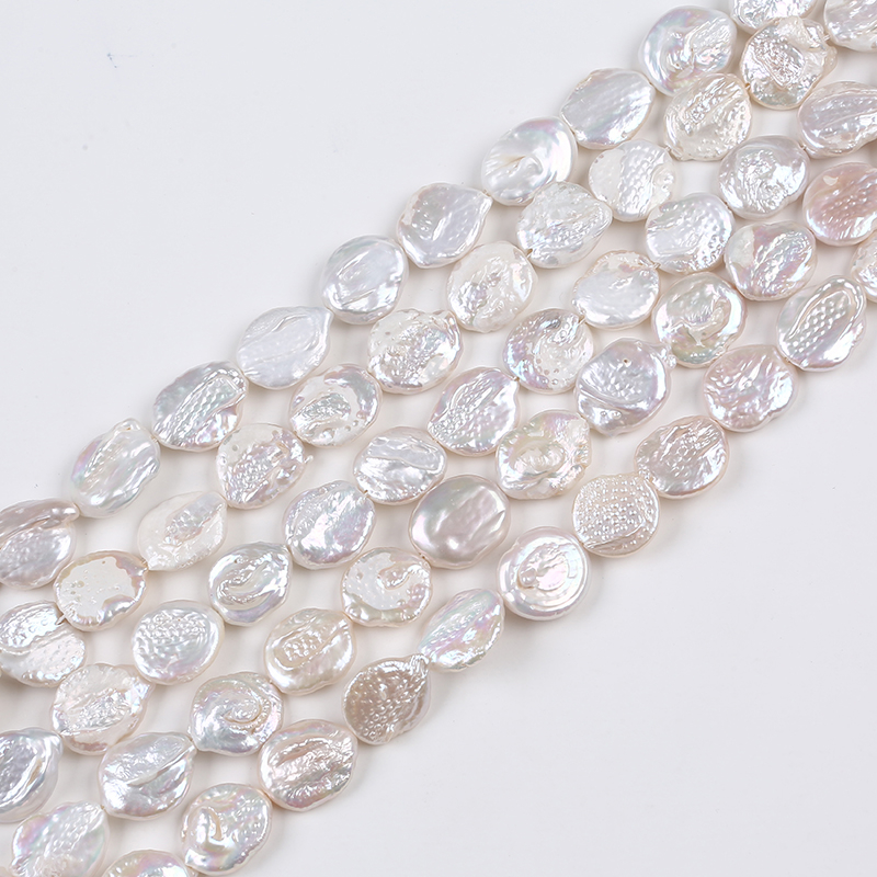 White Color Big Large Size Coin Pearl Strand for Jewelry