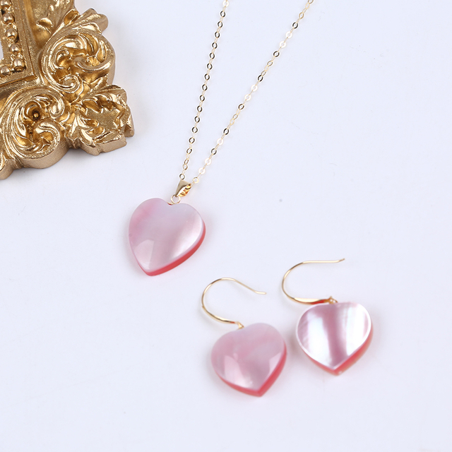 18k Real Gold Heart Shape Mabe Pearl Jewelry Set for Gift