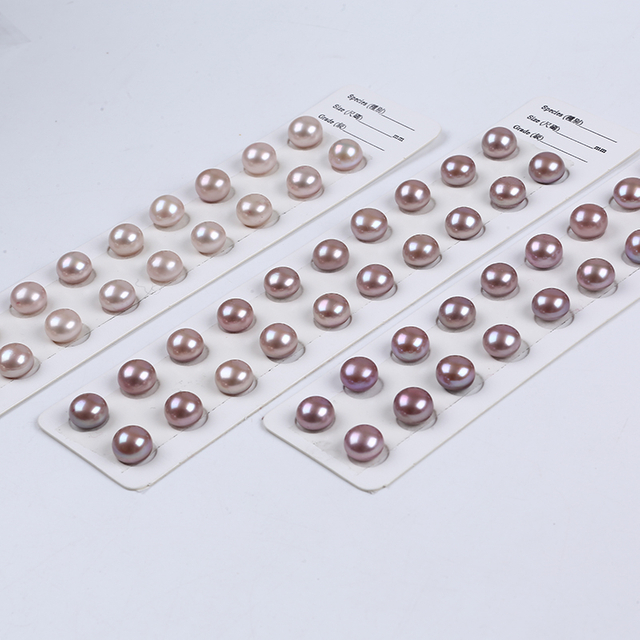 11-12mm Dyed Purple Color Button Pearl for Earrings Stud