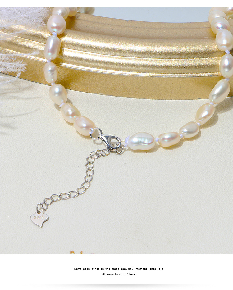 6-7mm White Color Irregular Shape Baroque Pearl Necklace for Women