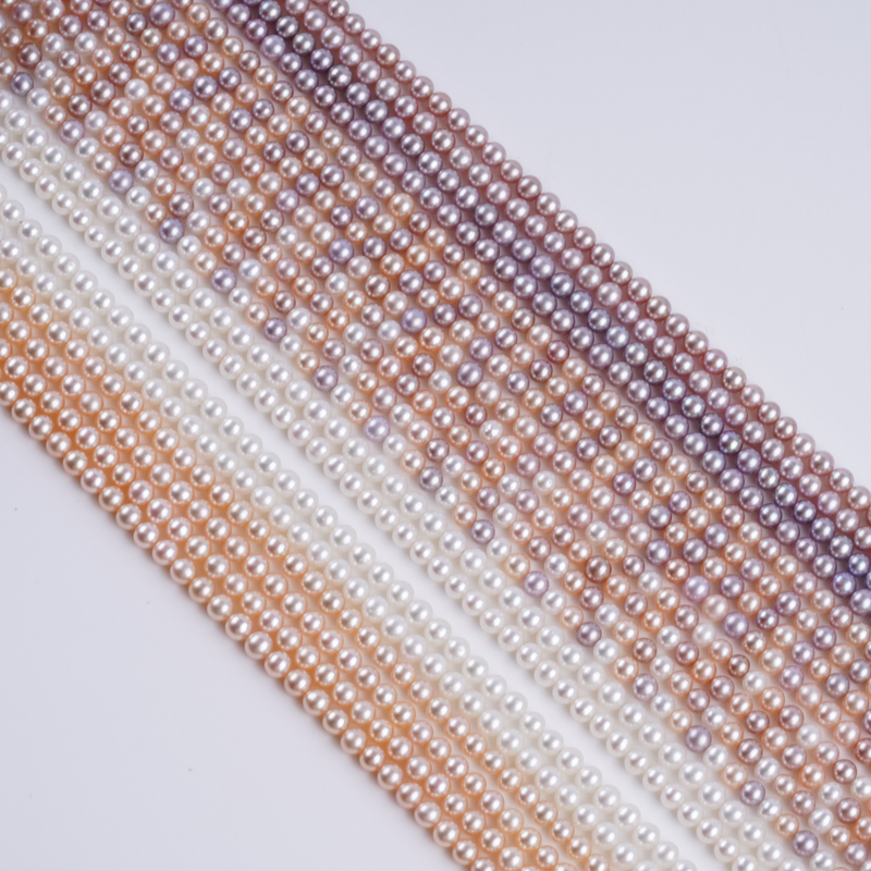 Natural Freshwater Pearl Wholesale 3.5-4mm Small Size Round Pearl Strands