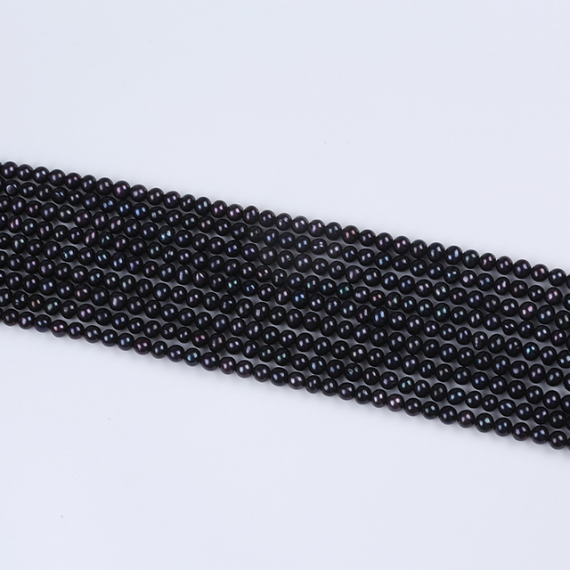 Classic Balck Color Near Round Pearl Strand for Jewelry Making