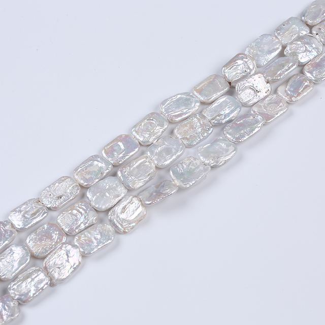 14*19mm Natural Rectangle Shape Irregular Pearl Strand for Necklace Design