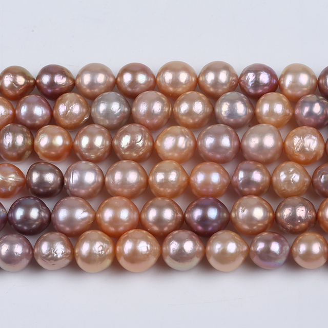 11-14mm Pink Purple Round Edison Pearl Strand for Charm Necklace