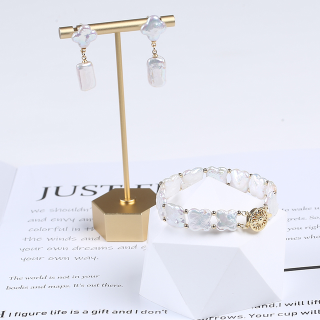 Irregular Shape Four Leaf Clover Shape Pearl Women Jewelry Set