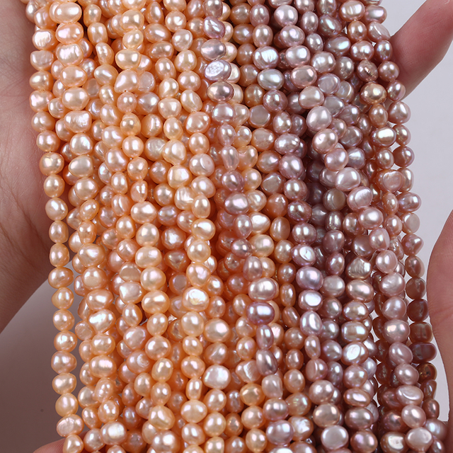 5-6mm Natural Pink And Purple Color Baroque Pearl Strand for Jewelry Making