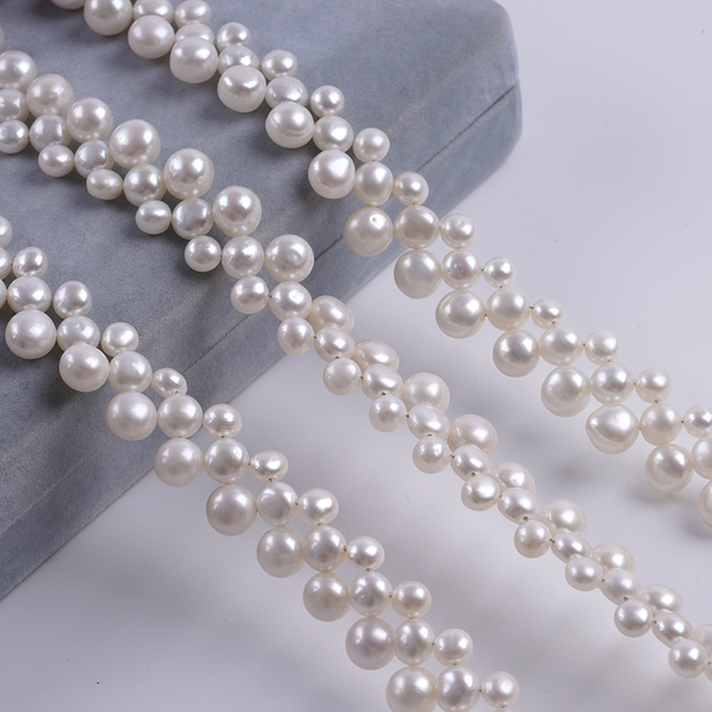 6-10mm White Button Pearl Strand for Necklace