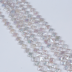 13-15mm Natural Clover Shape Freshwater Irregular Pearl Strand