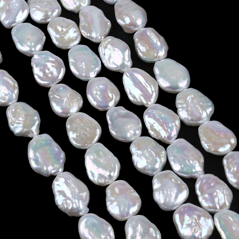17-18mm Cultured White Freshwater Coin Pearl Strand for Earrings 