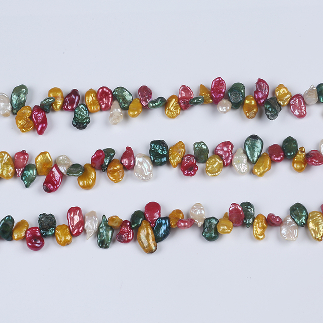 Multi Color Top-drilled Keshi Pearl String for Jewelry 