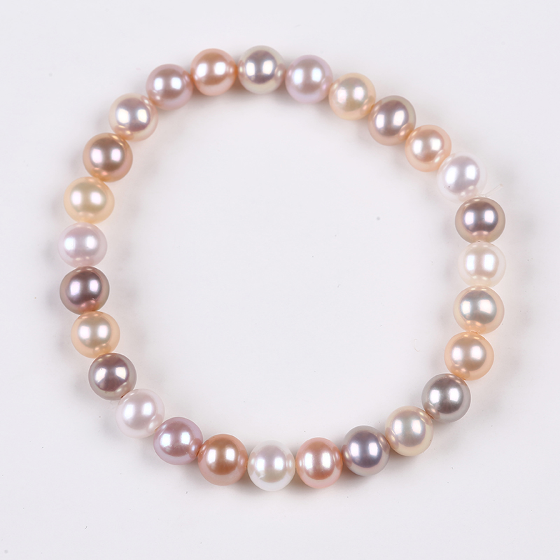 Good Luster High Quality Multi Color Round Pearl Bracelet for Women