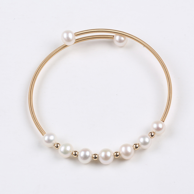 Freshwater Pearl Potato Shape Pearl Bangle Delicate Bracelet 