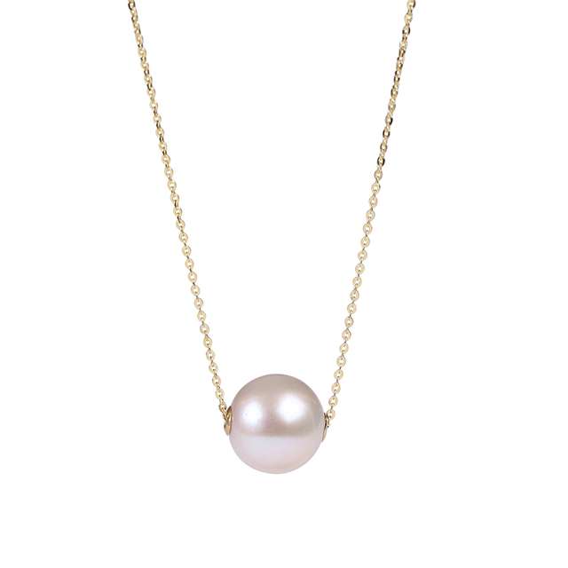 Elegant Edison Pearl Pendant with Silver Plated Gold Chain For Lady Necklace