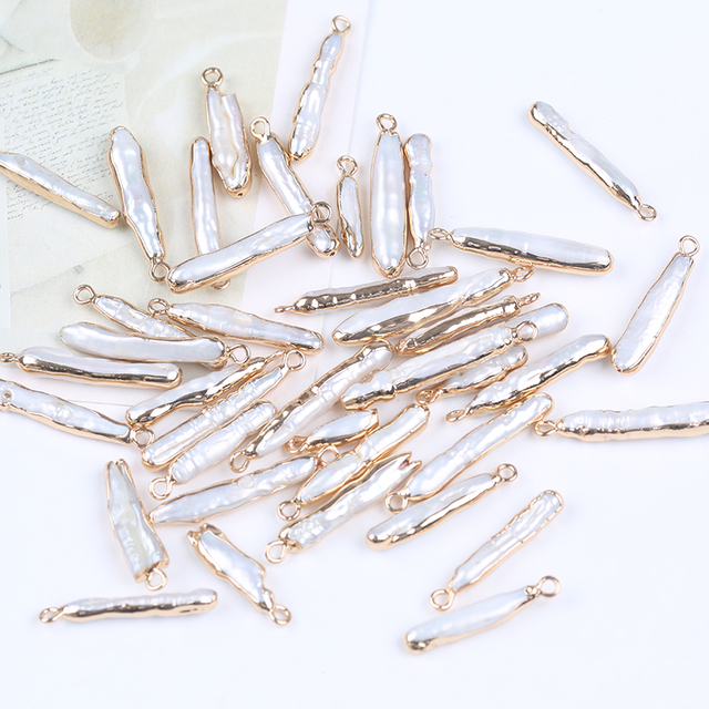 Edging Gold Color Toothpick Pearl Pendant for Necklace