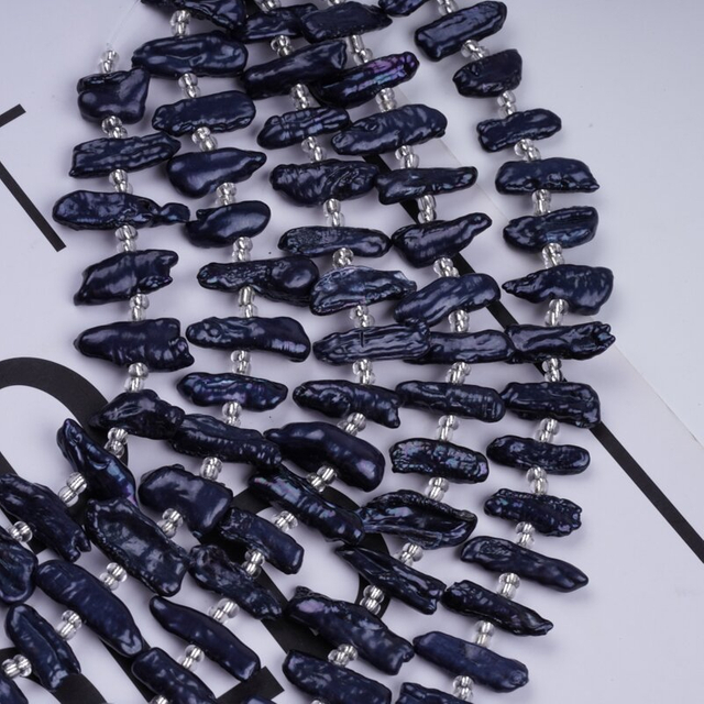 Biwa natural black toothpick stick loose freshwater pearl for jewelry making