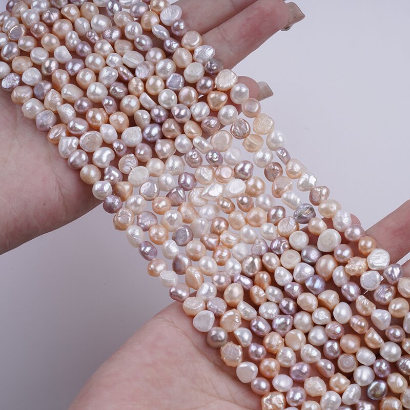  Natural 6-7mm Pink Purple White Baroque Freshwater Pearl Beads Strands