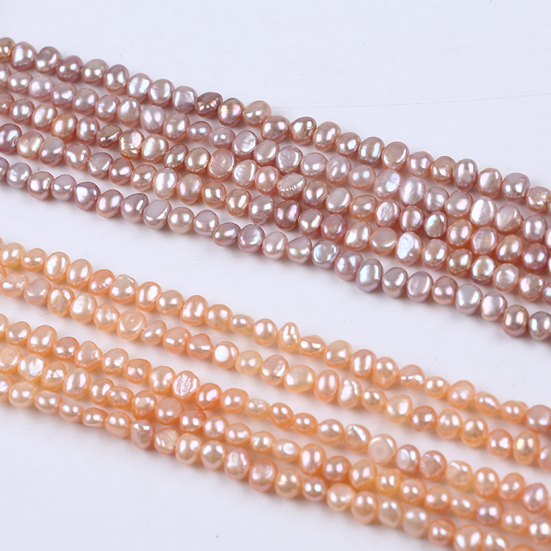 5-6mm Natural Pink And Purple Color Baroque Pearl Strand for Jewelry Making