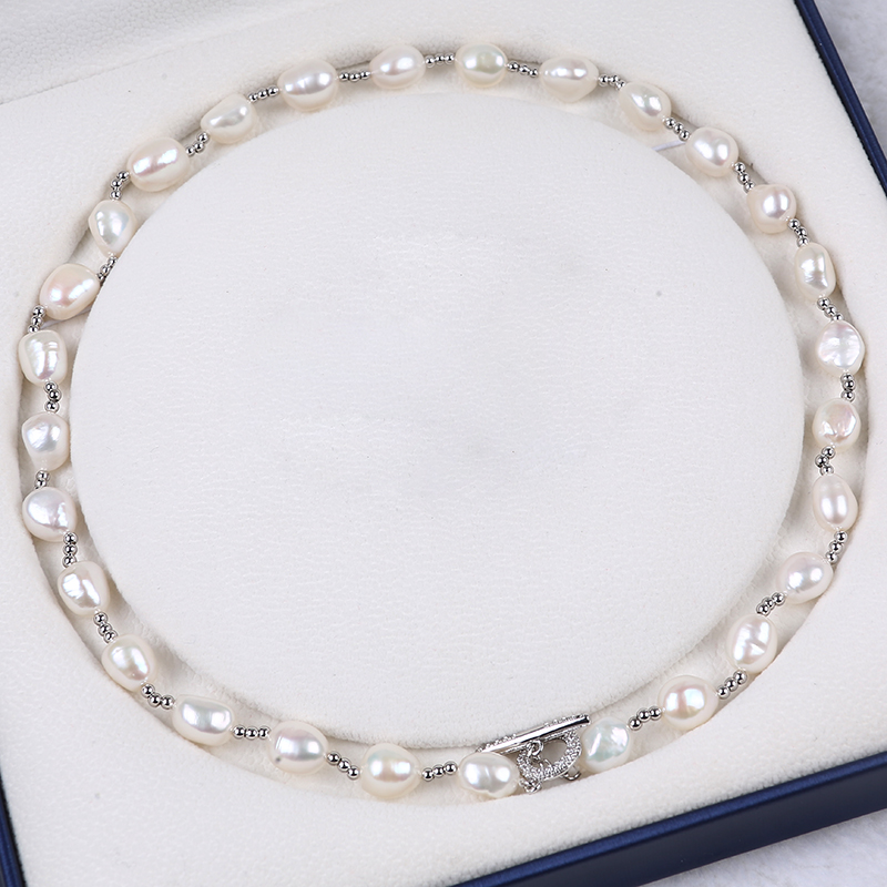 White Color Baroque Shape Pearl Necklace for Women