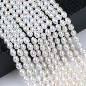 5-6mm High Quality Strong Light Rice Pearl Strand for Jewelry