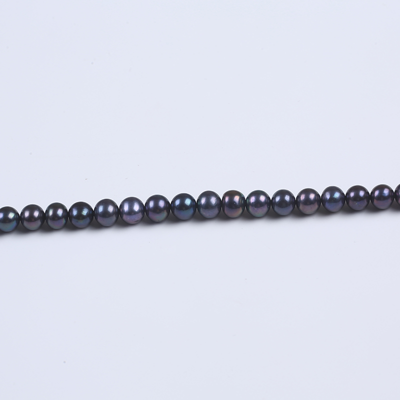 Classic Black Color 8-9mm Round Pearl Strand for Necklace Making