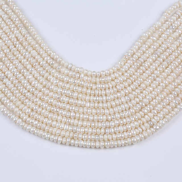 6-7mm Natural White Central Drilled Button Pearl Strand for Jewelry Design