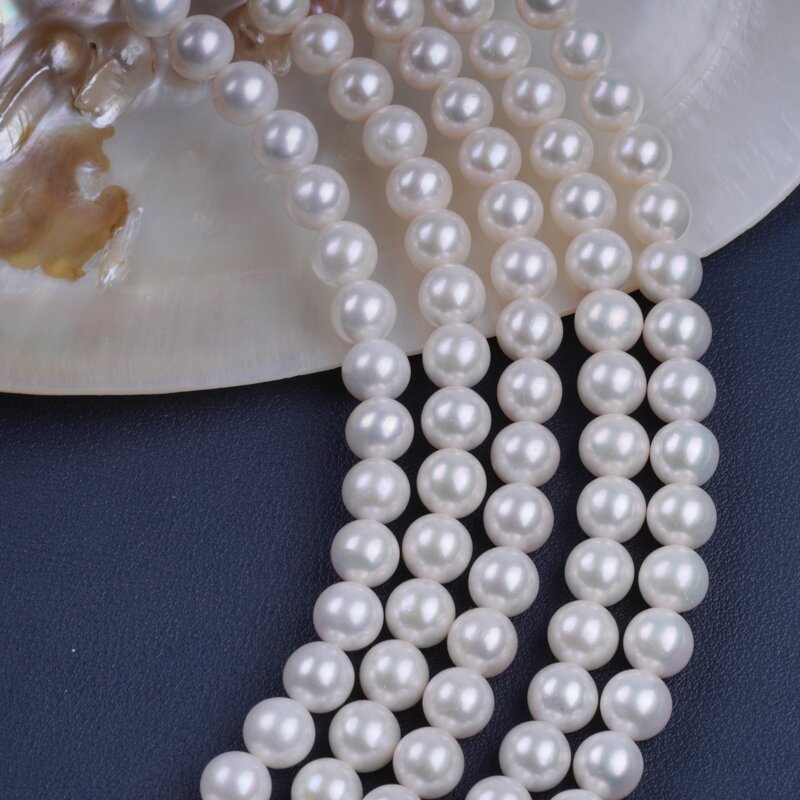 AAA 8-8.5mm Perfect Round Pearl Top Quality Almost Flawless Natural Freshwater Pearls String For Jewelry Marking