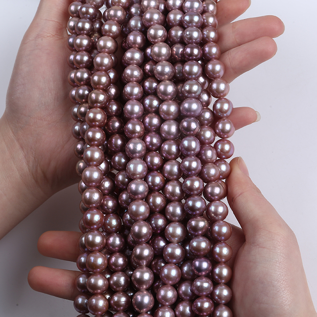 10-12mm Natural Purple Color Round Edison Pearl for Graduated Necklace
