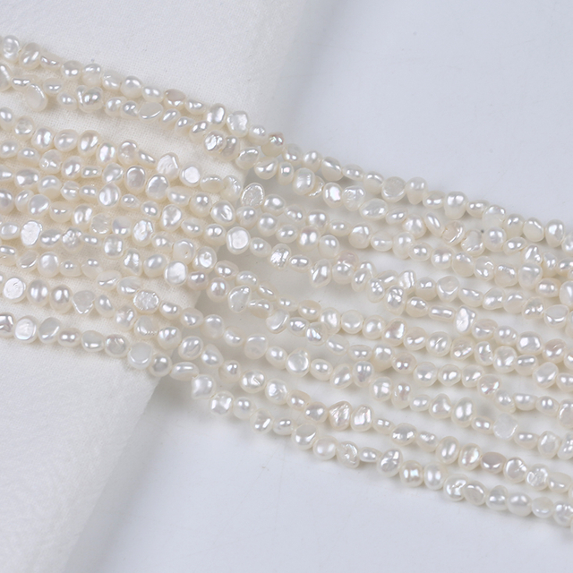 3.5-4mm Small Size Tiny Baroque Pearl Strand For White Necklace