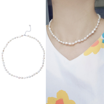 6-7mm White Color Irregular Shape Baroque Pearl Necklace for Women