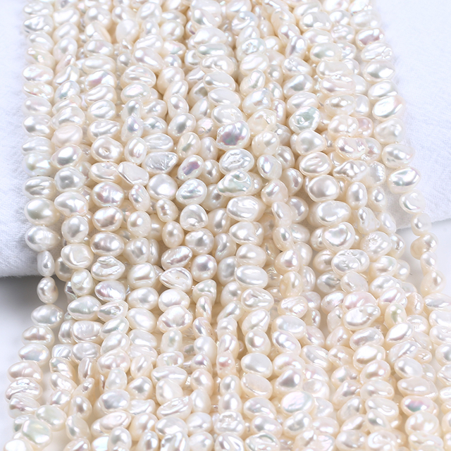 5-6mm Side Drilled Natural Keshi Pearl Strand for DIY