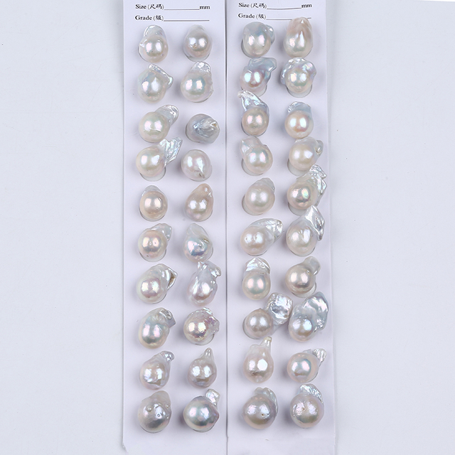 13-16mm Middle Size White Freshwater Baroque Pearl Pair for Earrings