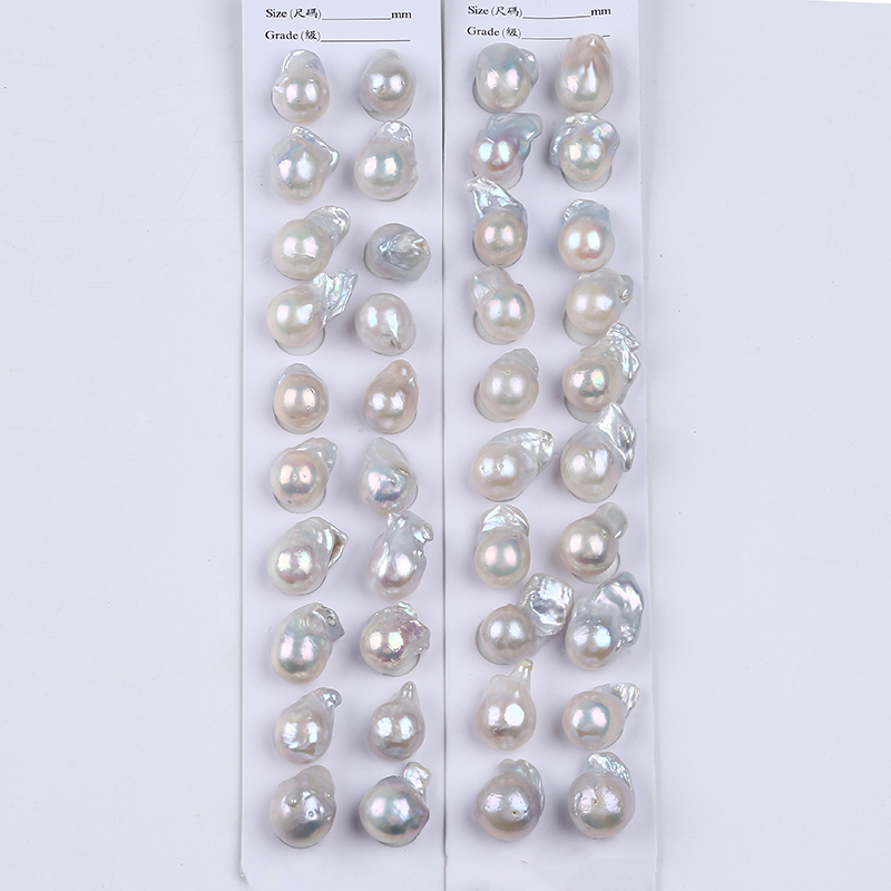 13-16mm Middle Size White Freshwater Baroque Pearl Pair for Earrings