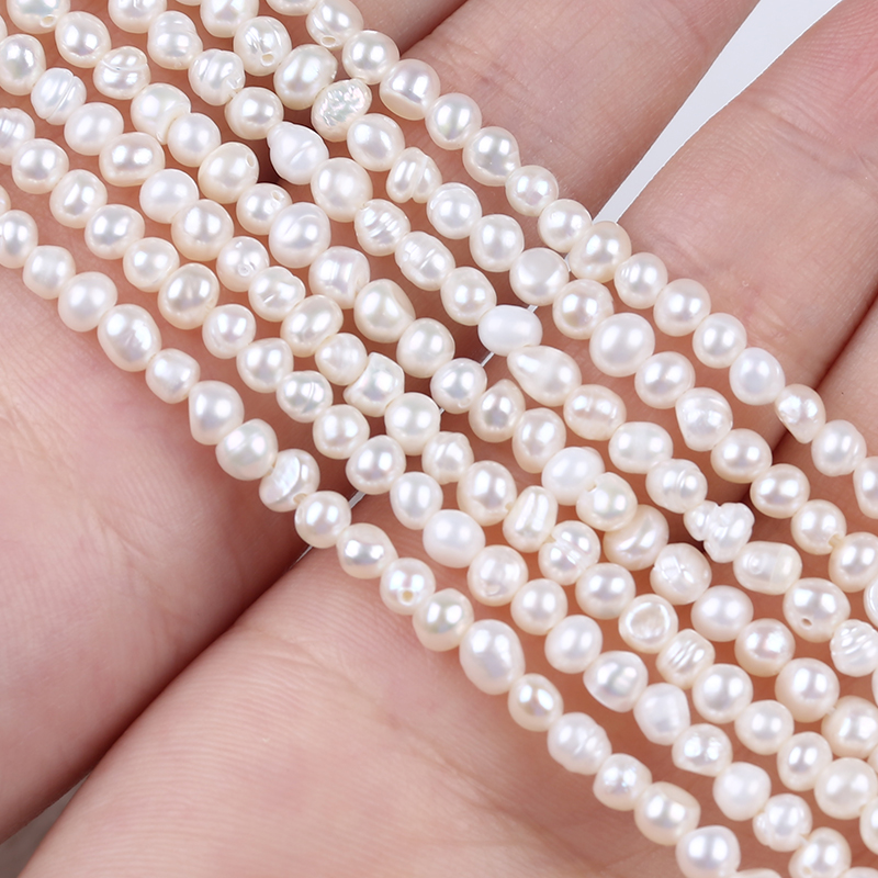3-4mm Cheap Price Genuine Potato Pearl String for Handcraft Jewelry