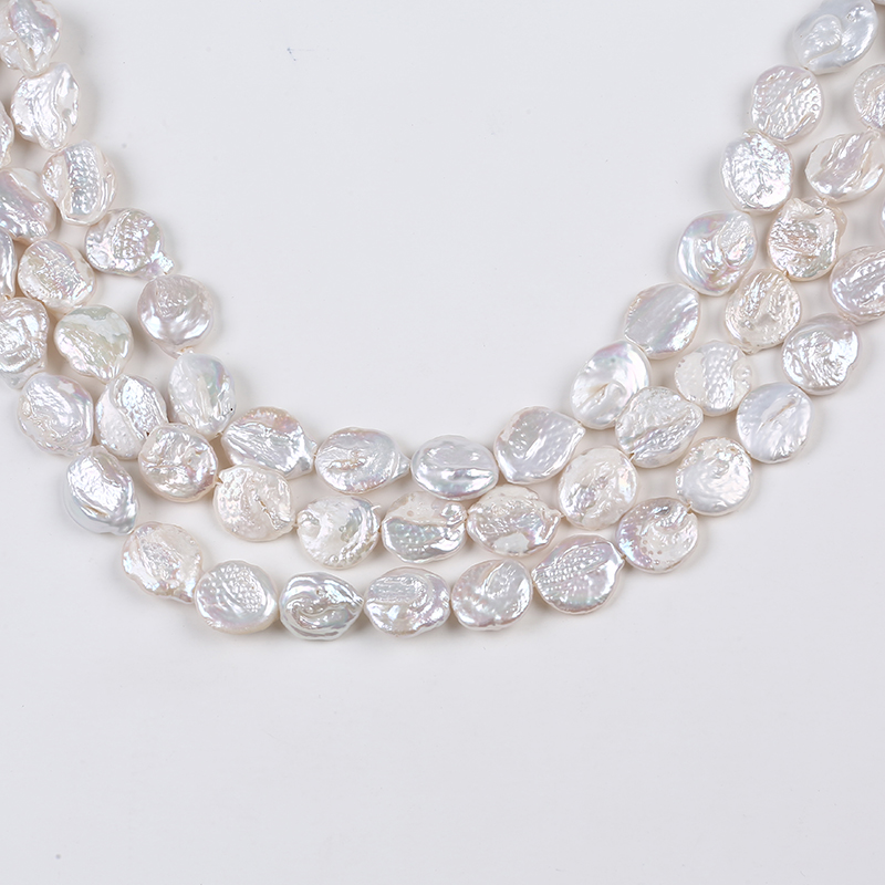 White Color Big Large Size Coin Pearl Strand for Jewelry