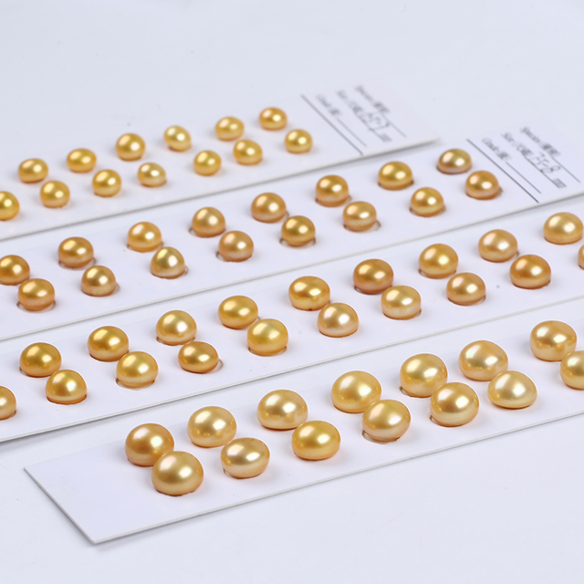 Pop Golden Color Loose Bead Button Pearl for Earring Making