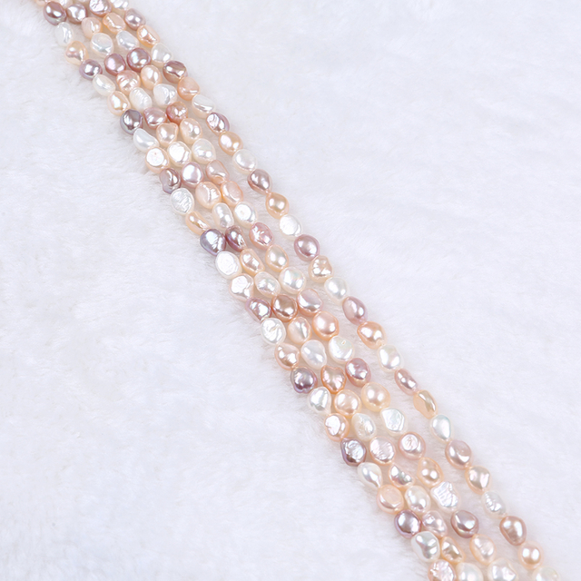 Classic Warm Multicolor Straight Drilled Baroque Pearl Strand for Multi Choker