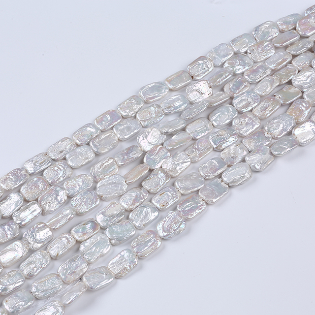 14*19mm Natural Rectangle Shape Irregular Pearl Strand for Necklace Design
