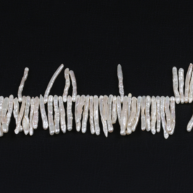 Irregular Size Top Drilled Toothpick Shape Biwa Pearl for Jewelry Making