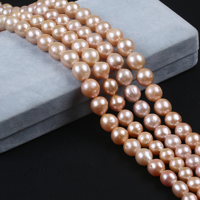 New Arrival 9-13mm Natural Pink Color Edison Pearl Strand for Necklaces