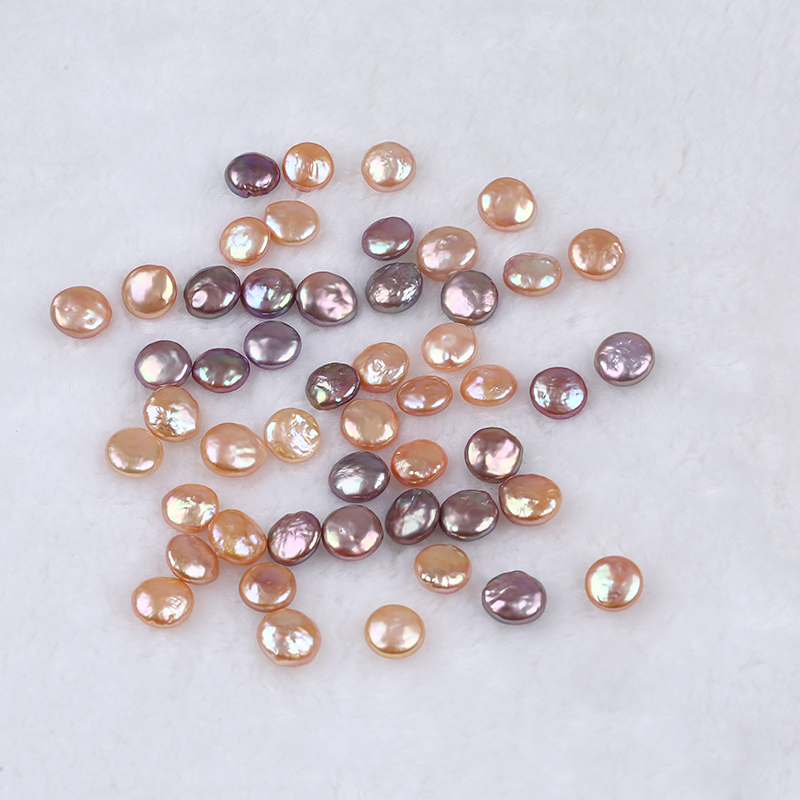 Natural Pink Purple Color Coin Pearl No Hole for Making Jewelry 
