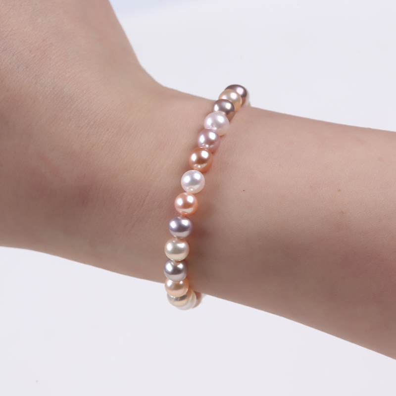 Good Luster High Quality Multi Color Round Pearl Bracelet for Women