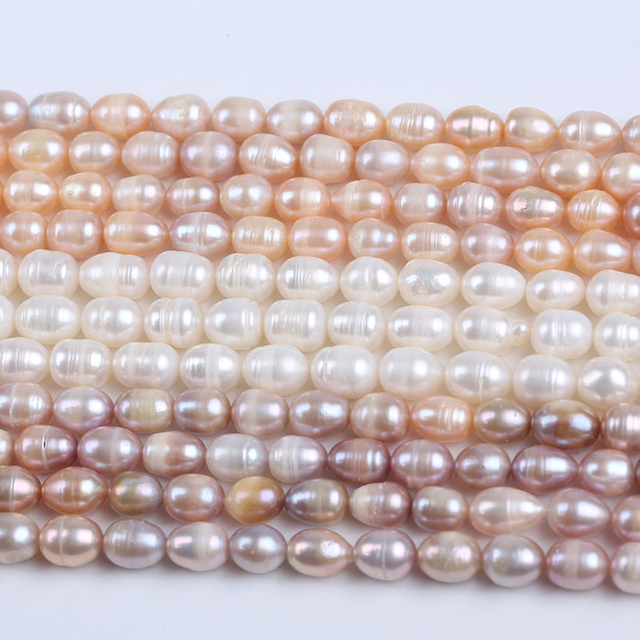 Zhuji Pearl Wholesale 9-10mm Natural Rice Pearl for Necklace