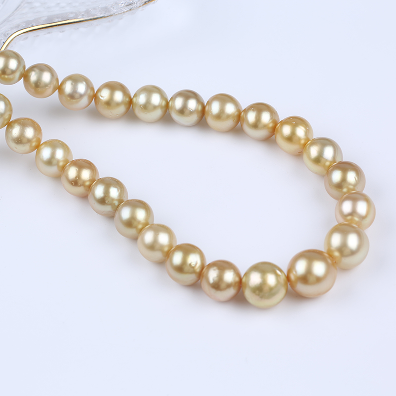 Luxury 9-14mm Natural South Sea Gold Pearl for Necklace