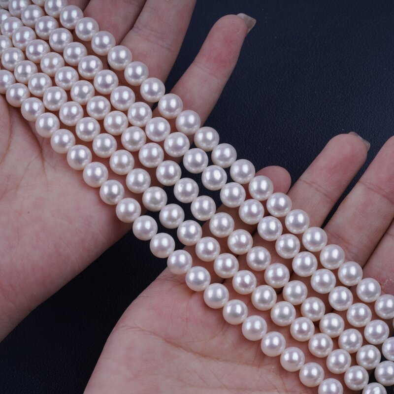 High Quality 7.5-8mm 3A Round Shape Natural Freshwater Pearl Beads For Jewelry Making DIY