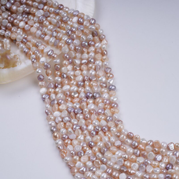  Natural 6-7mm Pink Purple White Baroque Freshwater Pearl Beads Strands