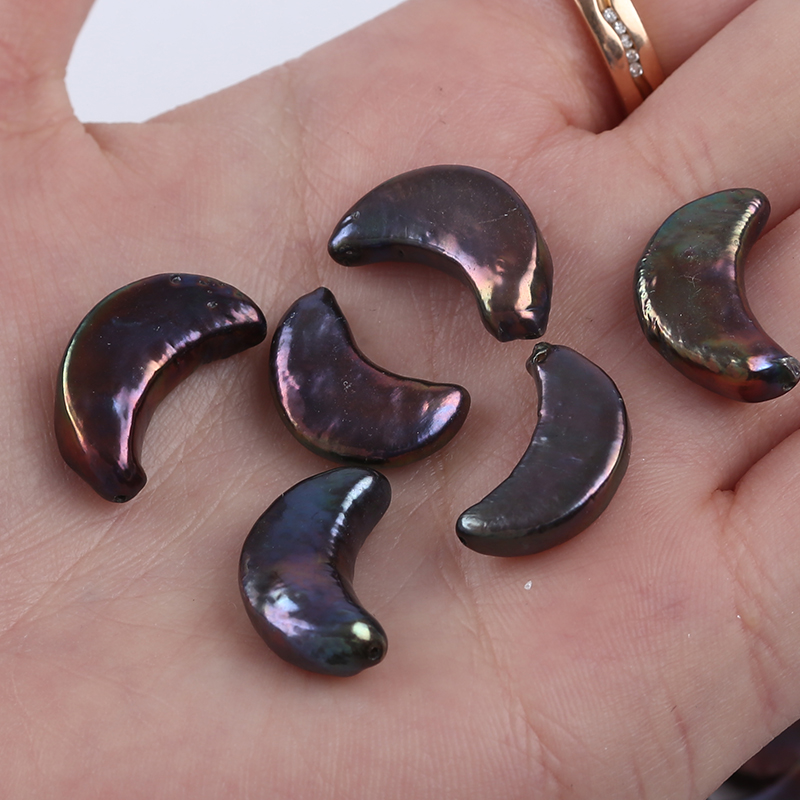 Black Color Special Shape Moon Shape Freshwater Pearl Bead for Jewelry Making